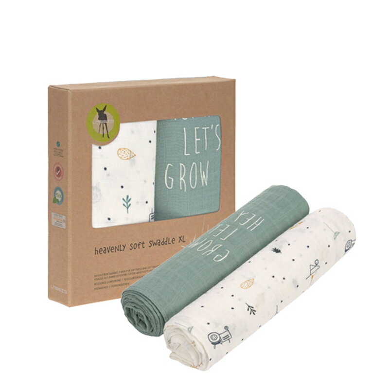 德國 LASSIG 超柔手感竹纖維嬰兒包巾毯2入-(探險花園)★衛立兒生活館★