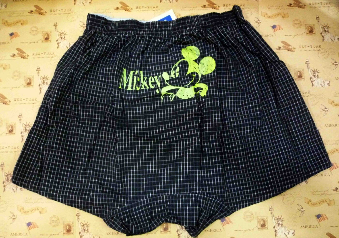 【震撼精品百貨】Micky Mouse 米奇/米妮 DISNEY 平口褲-格子黑 震撼日式精品百貨