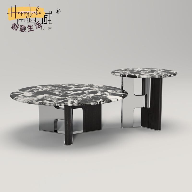 工廠直銷 侘寂風意式桌子 極簡寶格麗黑大理石 茶幾圓形沙發大理石 邊幾不銹鋼大理石 實木茶桌新店開業 全館折扣 售後保障 優選/免運
