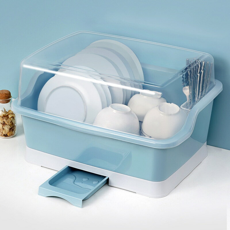 裝碗筷收納盒帶蓋帶瀝水架置物放碗箱家用廚房颱麵碗櫃碗碟收納架