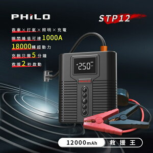 Philo 飛樂 STP12多功能4 in 1汽柴油救車電源+打氣機 加贈專用收納包 [富廉網]