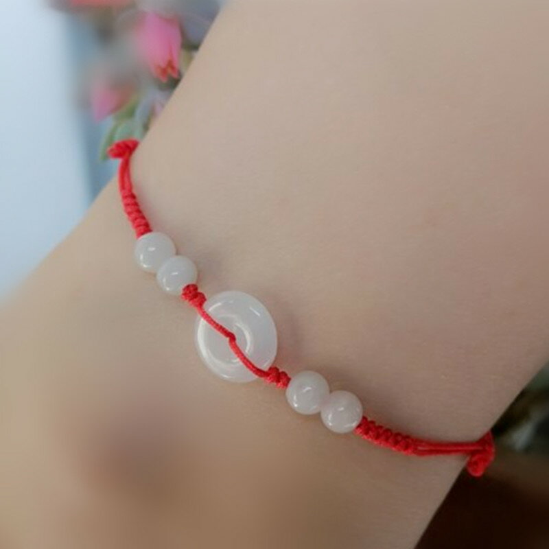 本命年禮物紅繩轉運腳鏈女平安扣翡翠玉石情侶款男胖MM加長大粗腿