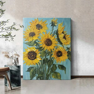 壁畫 向日葵手繪油畫客廳裝飾畫花卉肌理抽象刀畫大幅落地玄關丙烯掛畫