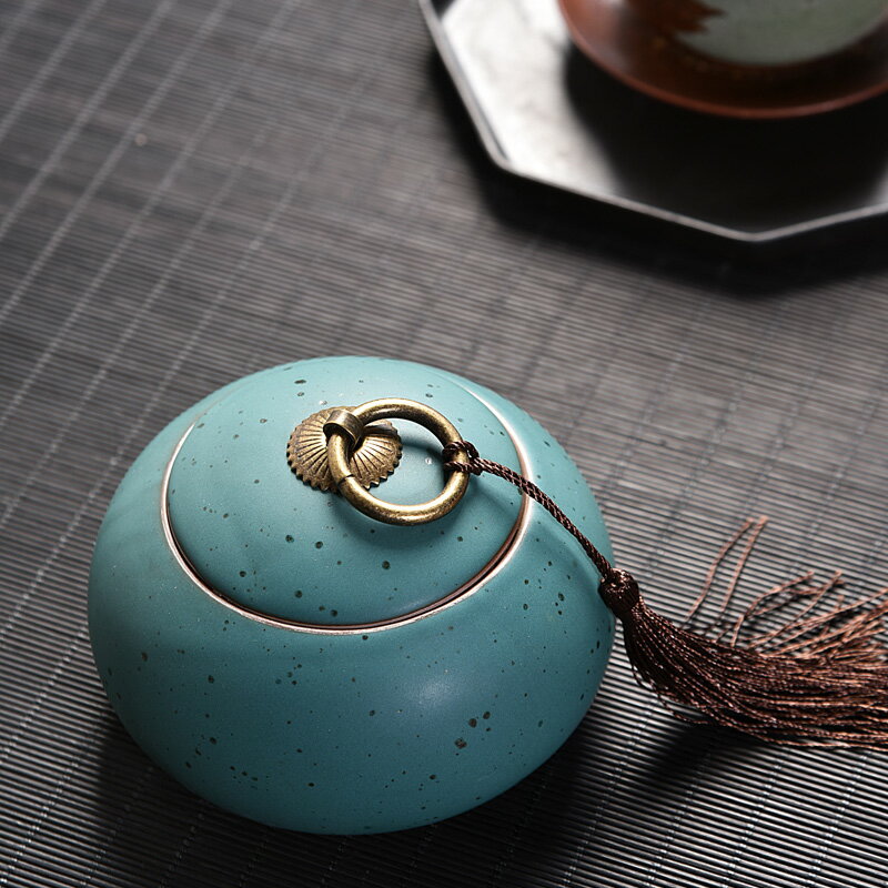 陶瓷茶葉罐家用茶倉密封罐大號小號哥窯柴燒窯變素陶工藝品收納罐