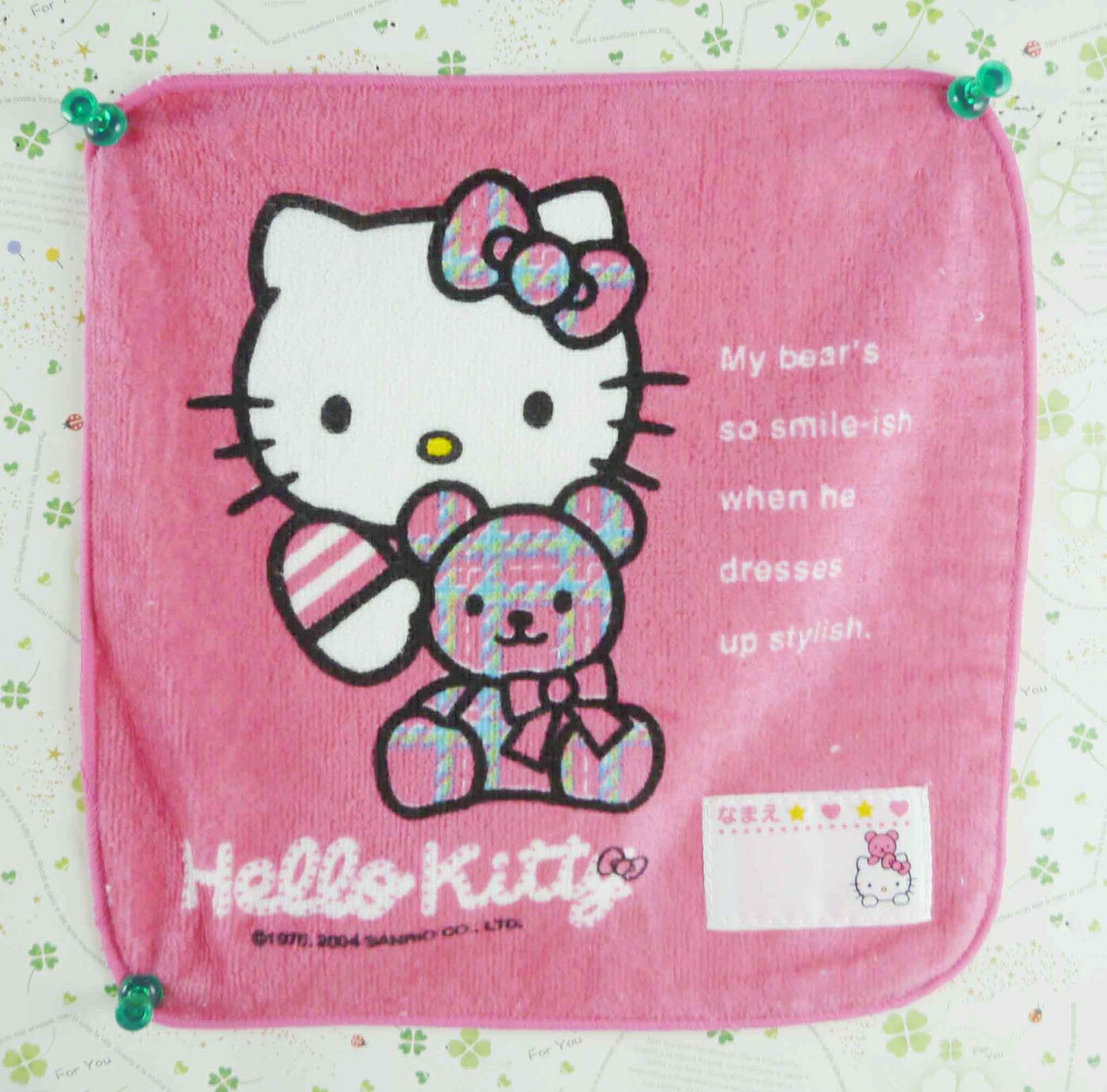 【震撼精品百貨】Hello Kitty 凱蒂貓 方巾/毛巾-粉熊條線 震撼日式精品百貨