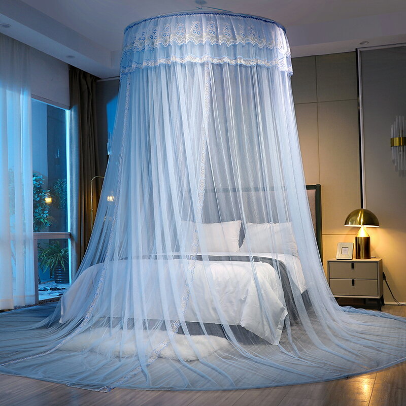 蚊帳吊頂式圓頂家用公主仙女風女孩夢幻雙人1.5米床臥室1.8免安裝