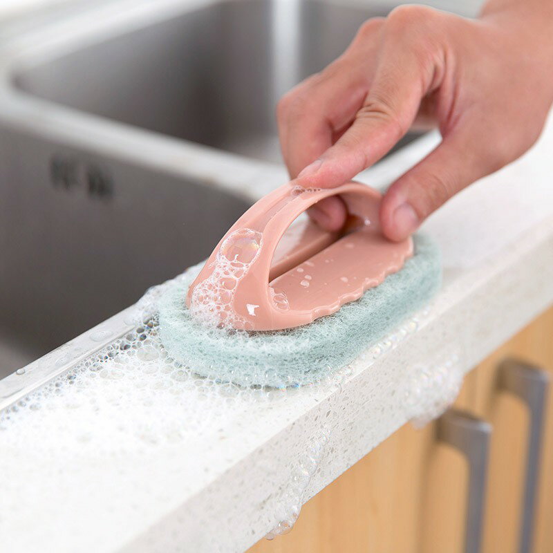 帶手柄清潔刷【C004】台灣出貨 居家  多功能家務清潔刷 浴室磁磚去污刷 魔力海綿擦 浴室菜瓜布 2