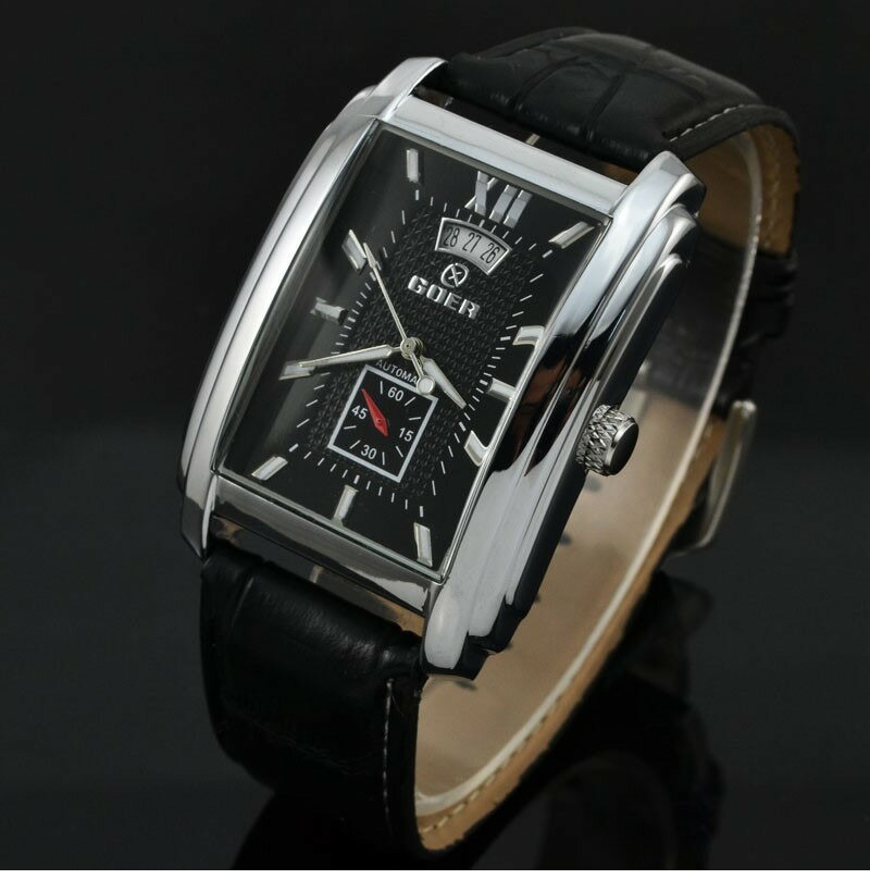 美琪 (簡約時尚)新款직사각형長方形皮帶手錶高檔陀飛輪뚜르 비옹全自動機械錶