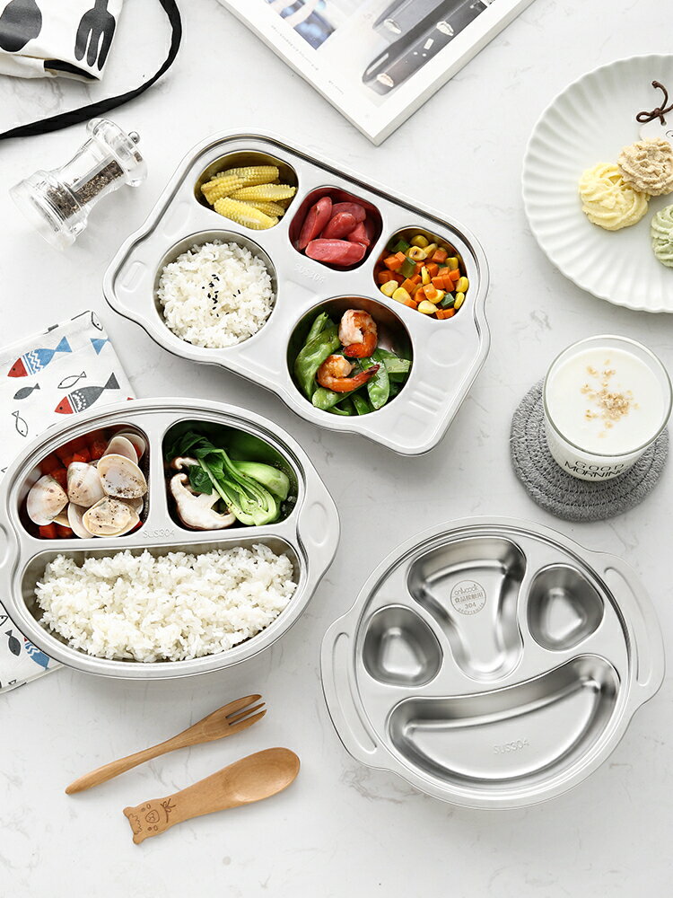 餐盤 不鏽鋼餐盤 分格餐盤onlycook 食品級兒童餐盤304不鏽鋼餐具寶寶飯盤子成人減脂分餐盤