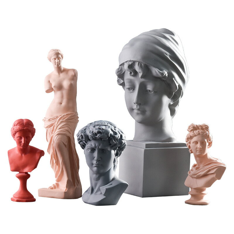 定制莫蘭迪色樹脂石膏頭像大衛維納斯素描人物雕塑裝飾品藝術擺件| 協貿