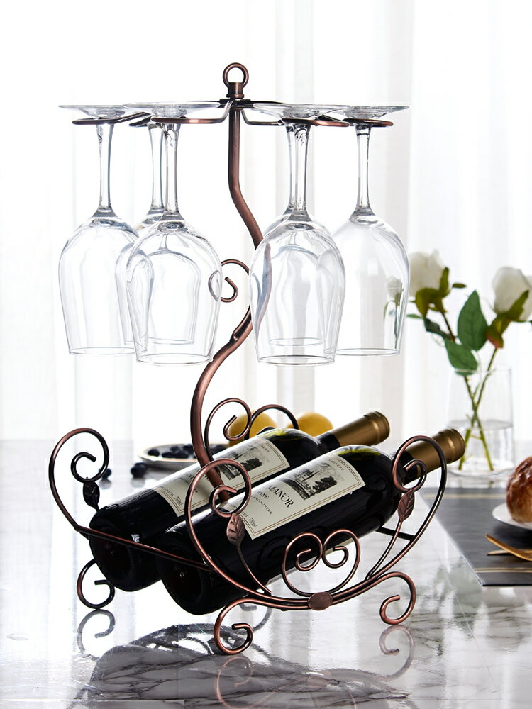 歐式紅酒架擺件創意酒瓶架紅酒杯架倒掛家用簡約葡萄酒架高腳杯架