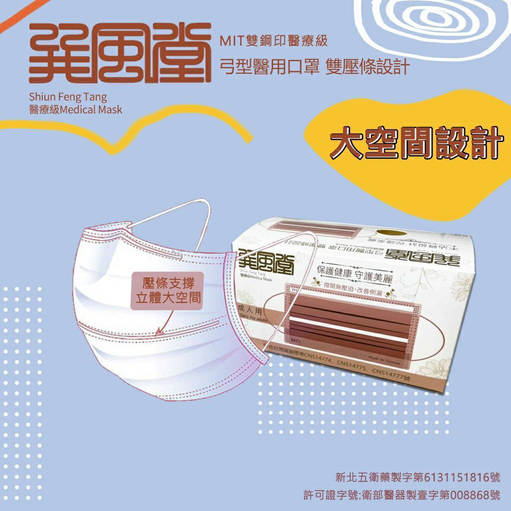 【詠晴中西藥局】巽風堂 弓型醫用口罩 雙壓條 50入/盒 挺立舒同款 4D 免用 口罩支架 雙鋼印 臺灣製
