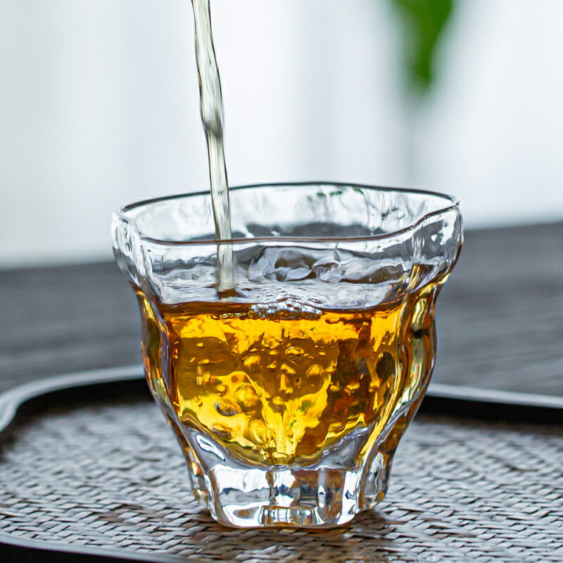 瓷牌茗玻璃茶杯個人杯專用日式主人功夫杯單杯加厚創意個性品茗杯