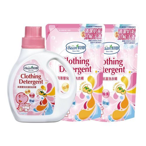 貝恩嬰兒抗菌洗衣精(1000ml+800ml*2入補充包) 414元