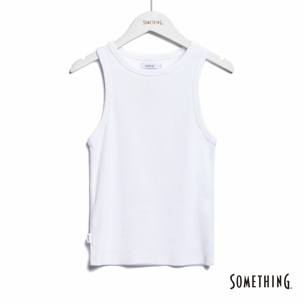 SOMETHING 螺紋無袖背心-女款 白色