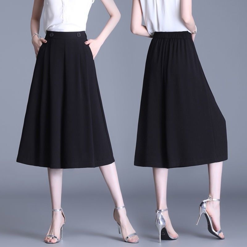 雪紡寬褲雪紡七分闊腿褲女夏季新款高腰垂感大碼褲裙小個子休閒褲薄【淘夢屋】【淘夢屋】 1