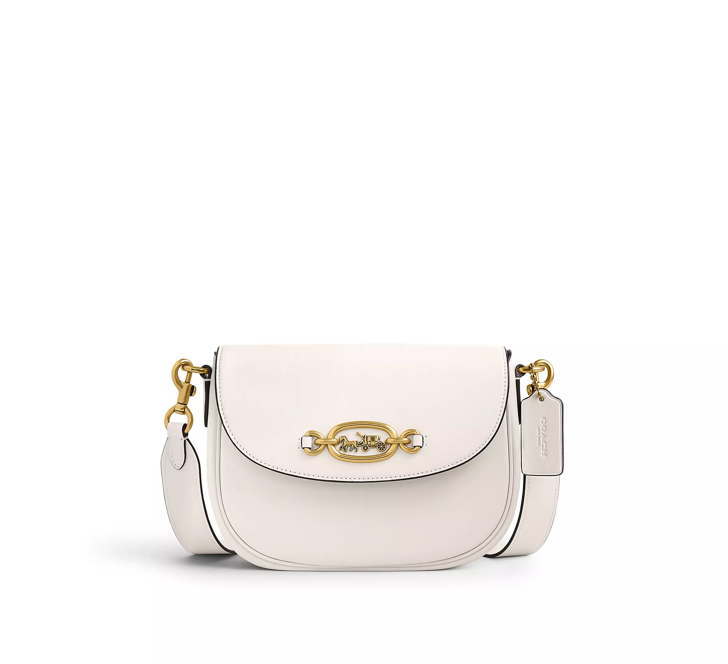 精選★COACH Harley22 純白色翻蓋馬鞍包 CM705(白色全新出清50%OFF)~【夏日美包★菲尼斯 國際精品↘3折起】