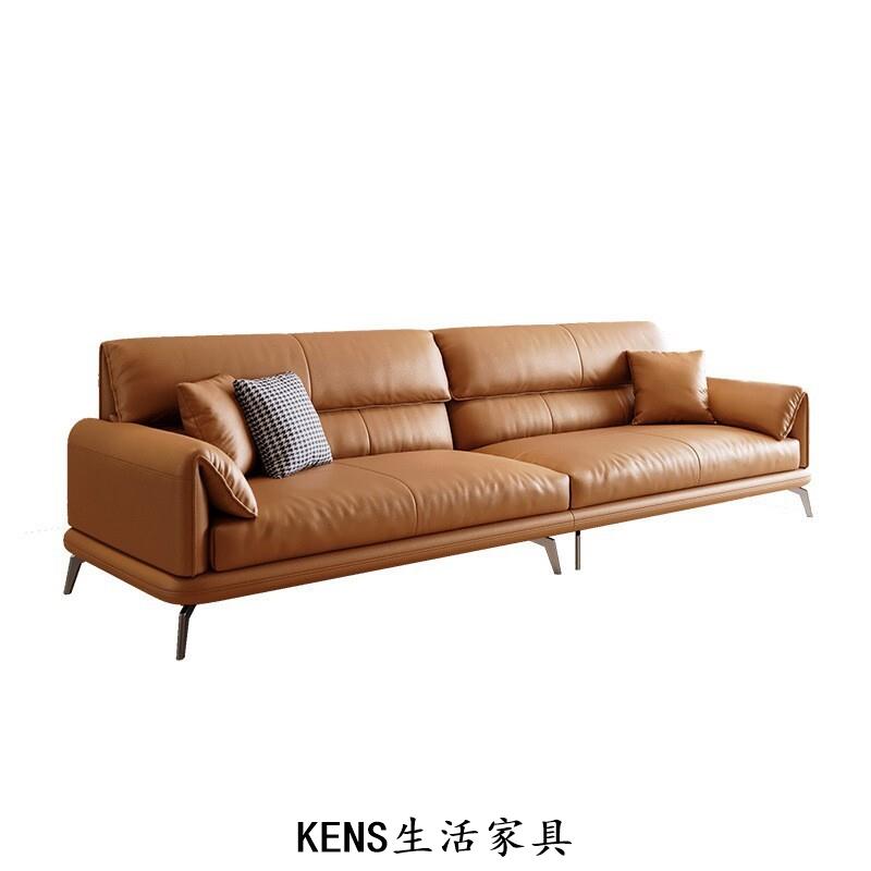 【KENS生活家具】真皮沙發 意式 極簡 頭層牛皮 現代簡約 客廳奶油風 直排 輕奢沙發880515