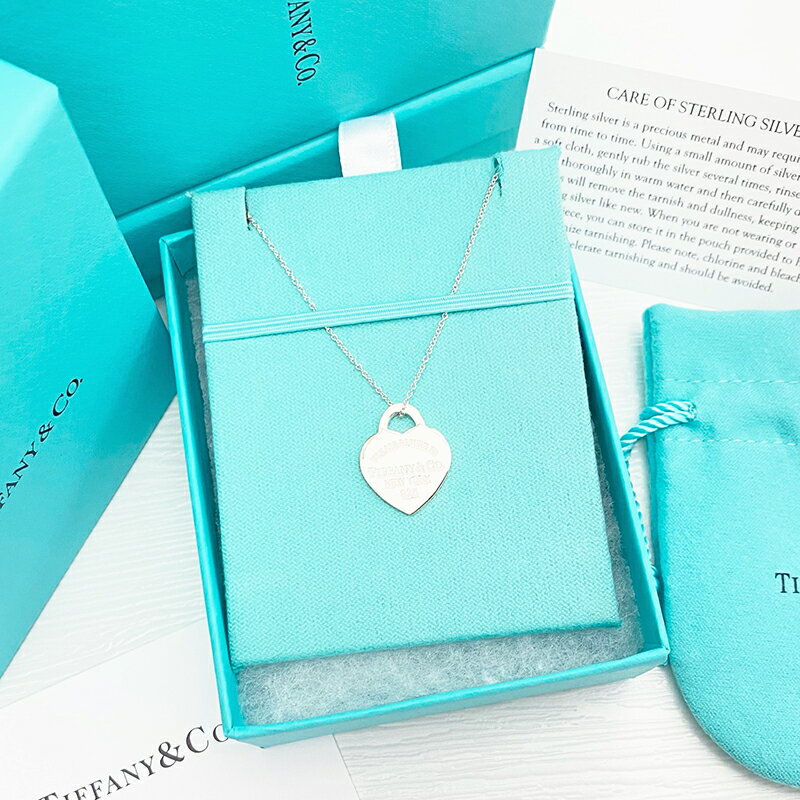 美國百分百【全新真品】Tiffany & Co. 項鍊 雙面 心型 銀飾 墜飾 純銀刻字 專櫃 蒂芬妮綠 CW33