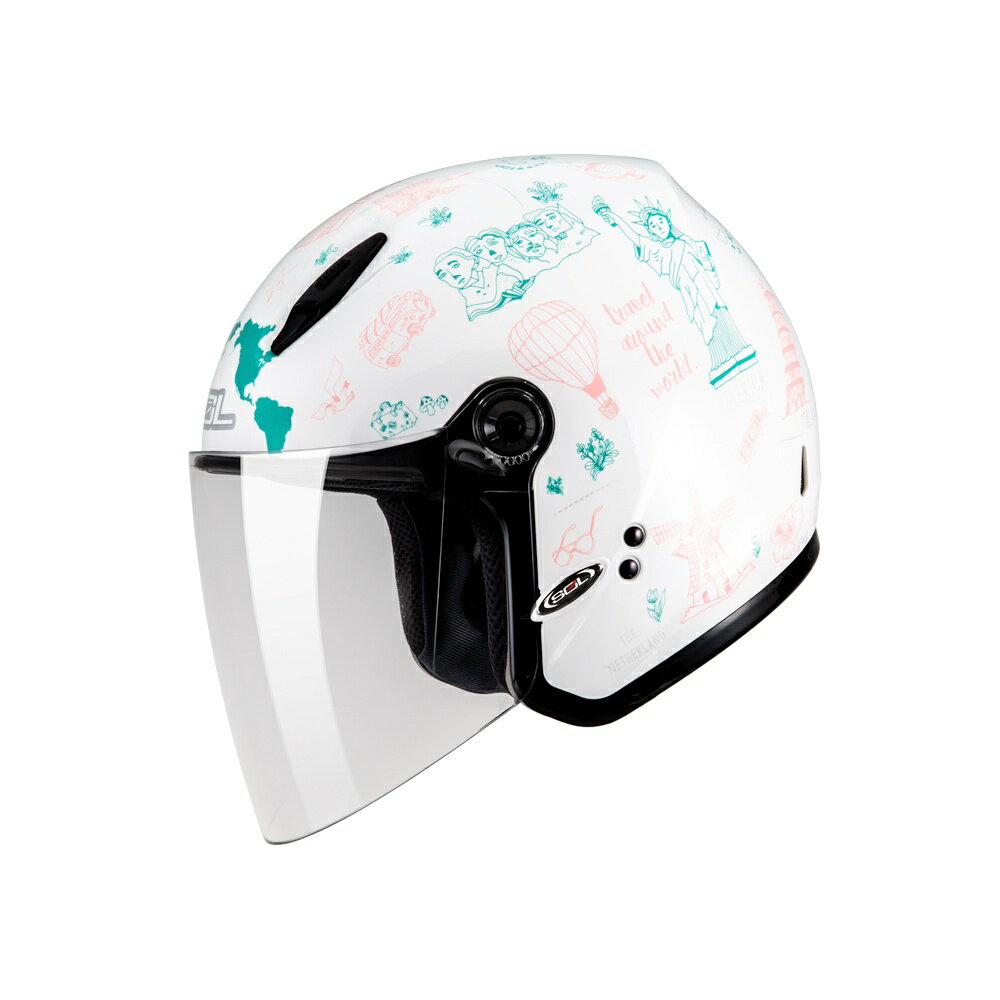 【SOL Helmets】27Y開放式安全帽 (環遊世界_白/粉) ｜ SOL安全帽官方商城