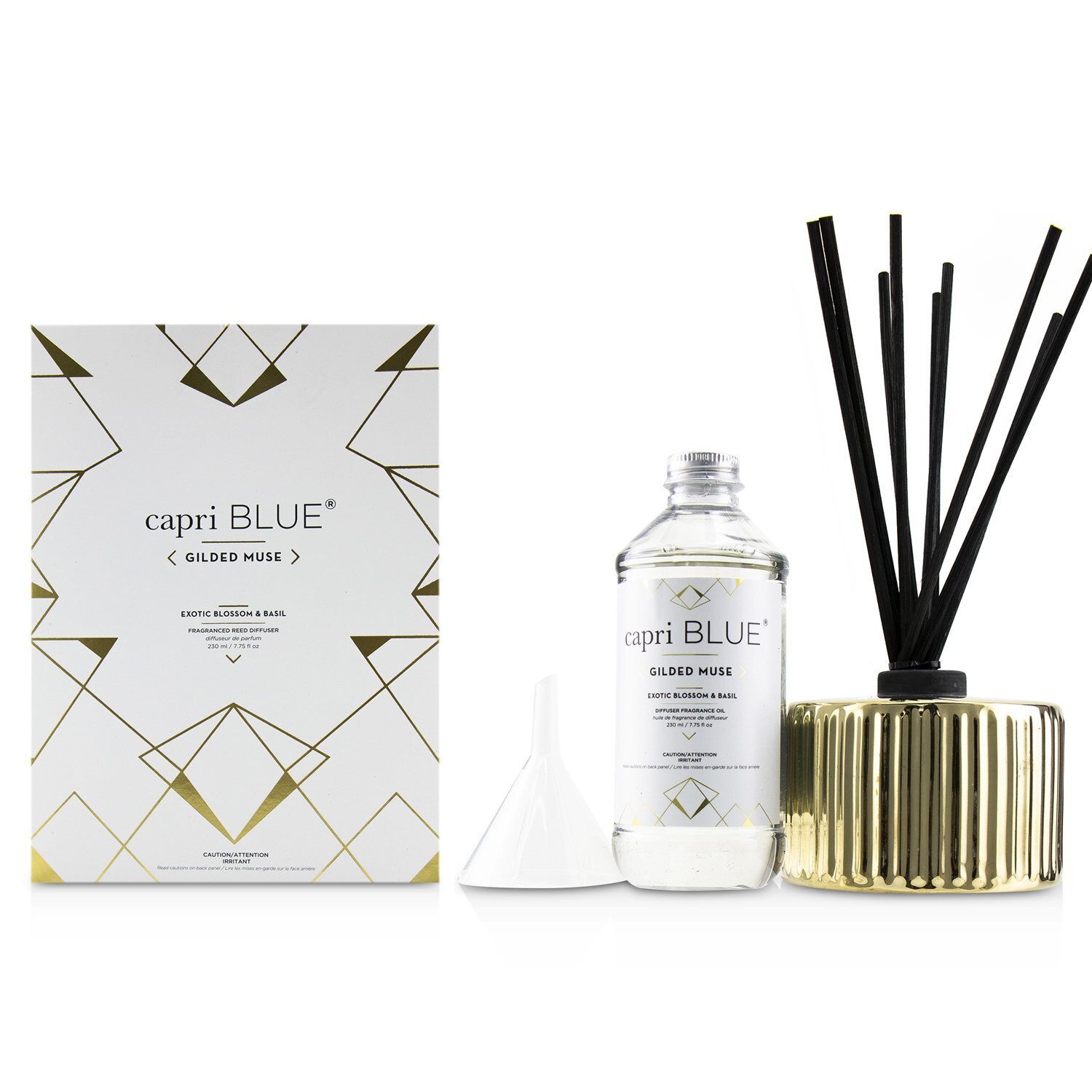 Capri Blue - 室內擴香 - 花香&羅勒 Gilded Muse Reed Diffuser - Exotic Blossom & Basil