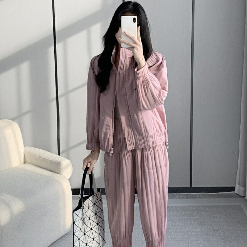 【巴黎精品】現貨+預購 三宅風上衣褶衣褶皺套裝女上衣長褲折衣彈力女裝顯瘦摺衣大碼-春夏季多色4色a1jv21
