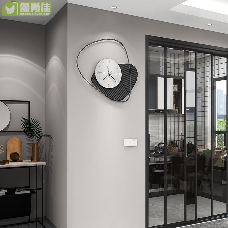 現代簡約掛鐘客廳家用鐘表時尚大氣掛表裝飾靜音時鐘石英鐘免打孔