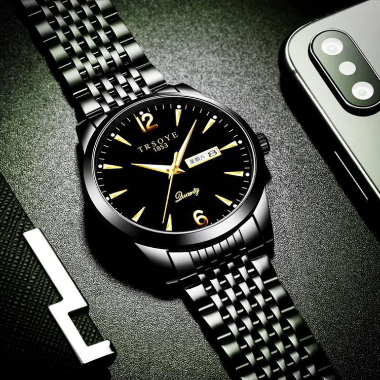 機械錶 霸氣男表雙日歷機械表男士石英表防水夜光鋼帶手表商務腕表全自動