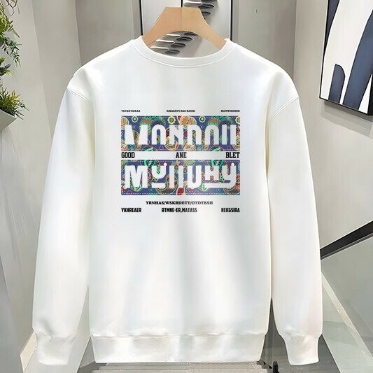 【秋季新品】M-5XL大碼男裝 加絨衛衣 休閒上衣 重磅圓領衛衣男秋冬季潮流印花休閒長袖美式潮牌男裝加絨上衣外套