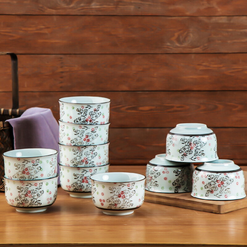 日式陶瓷創意和風餐具10個裝碗套裝組合家用吃飯碗小湯碗米飯碗
