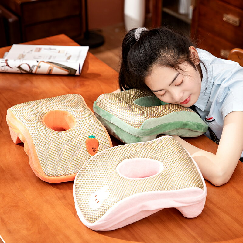 涼席記憶棉午睡枕可愛學生趴桌子午休神器午睡趴趴枕夏季透氣清涼
