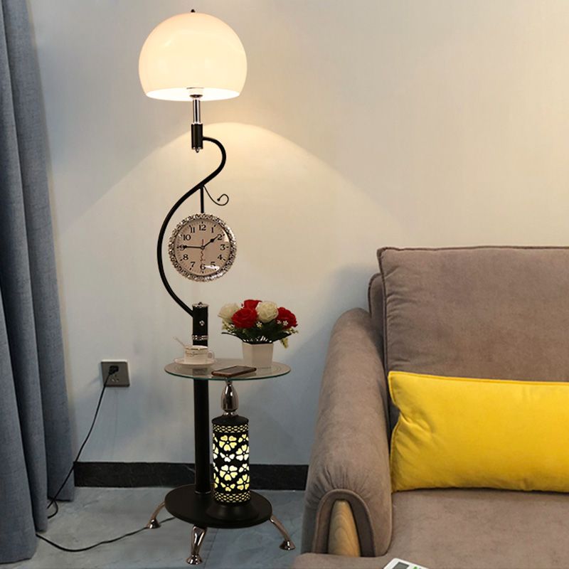 【最低價 公司貨】創意時尚簡約現代落地燈茶幾客廳鐘表個性沙發臥室書房網紅床頭燈