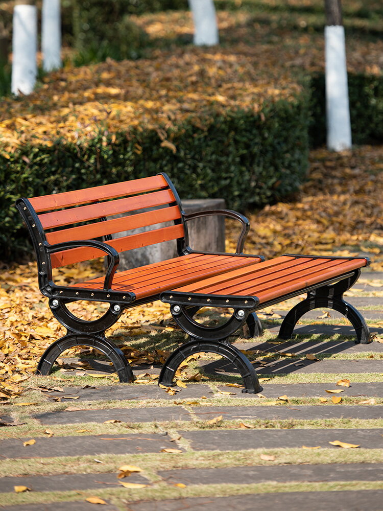 公園椅戶外靠背長椅長條椅長凳子鐵藝休閑室外庭院廣場防腐木椅子