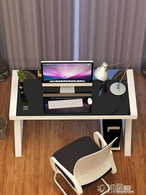 凡積簡約現代 鋼化玻璃電腦桌台式家用辦公桌 簡易學習書桌寫字台ATF 交換禮物全館免運