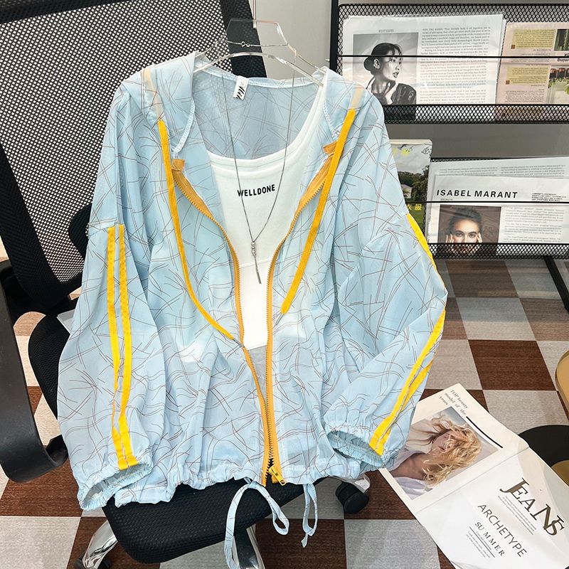 連帽防曬衫長袖外套女薄款寬松百搭大碼設計感洋氣上衣服夏季【聚寶屋】