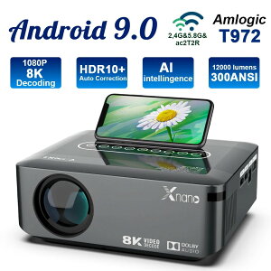 【日本代購】Transpeed 投影機 4K 1080P 8K 視訊 300ANSI LED Android 投影機 12000 流明 BT5.0 雙 wifi 全高清 HDR10+ 適用於家庭劇院