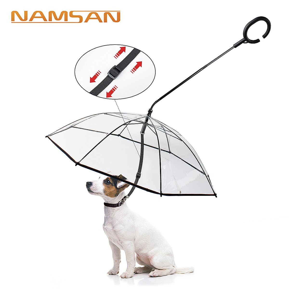 明寵物狗狗雨傘狗狗C型雨傘可調節可彎曲雨天遛狗尼龍牽引繩182YJ 公司貨
