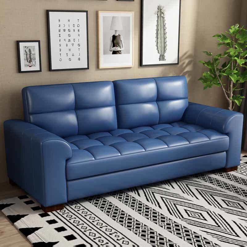 含運 真皮沙發簡約頭層牛皮一字型客廳整裝現代直排三人位小戶型皮沙發 0