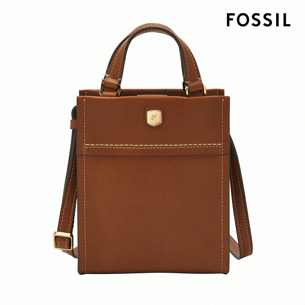 送禮首選★FOSSIL Gemma 真皮直式小方包-咖啡色 ZB1993200【美國時尚品牌】 附防塵袋+提袋【全館滿額折價★FOSSIL全系列包夾送美妝蛋】