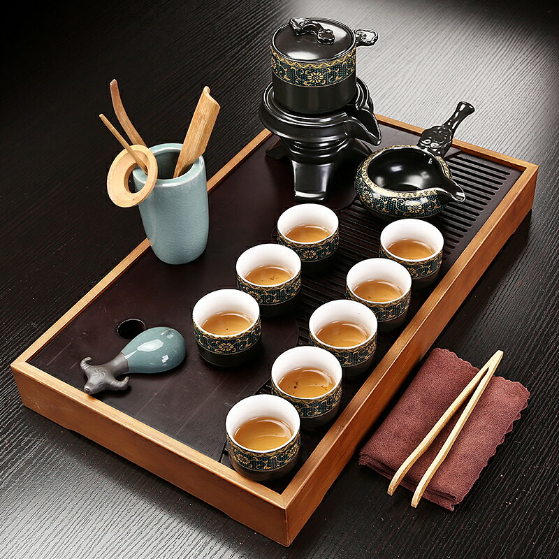 竹制茶盤家用儲水式功夫茶具套裝小型茶臺輕奢現代茶海托盤干泡臺