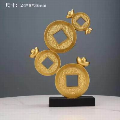 【招財進寶銅錢擺件-24*8*36cm-1款/組】財源滾滾新中式客廳玄關辦公室裝飾品工藝品-90402