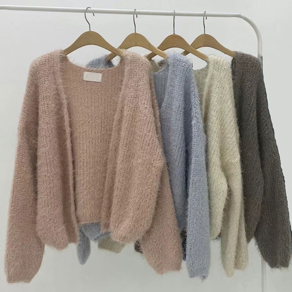 ANNAS 正韓 開衫 女神 外套 毛毛 毛海 爆毛 性感 柔軟 大衣 外搭 罩衫 粉藍米咖 百搭 顯瘦 韓國 8