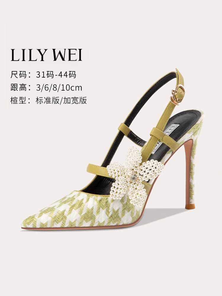 Lily Wei少女高跟鞋細跟小碼女鞋313233夏涼鞋2024年新款時尚潮流