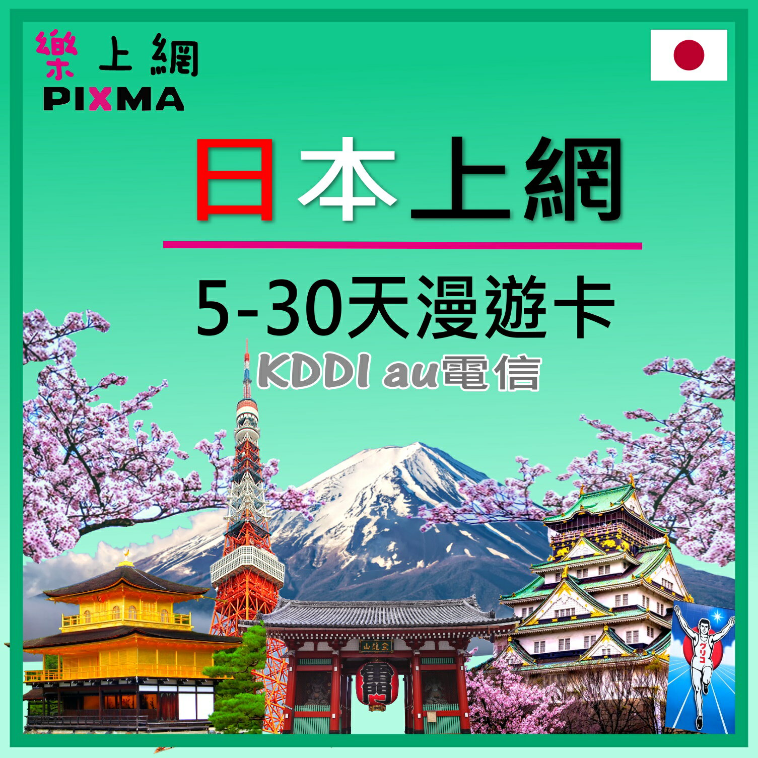 日本上網卡 5~30天吃到飽 東京 北海道 九州 秋田 沖繩 名古屋 日本大阪上網卡 au KDDI 另有eSIM【樂上網】