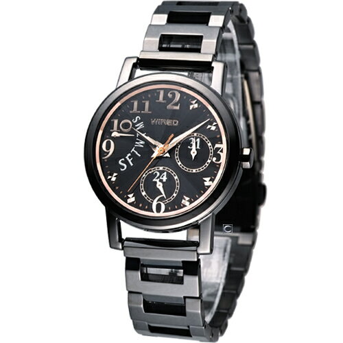 WIRED 綺麗幻影時尚腕錶 5Y66-0AX0SD(AGEE701)-34mm-黑面鋼帶【刷卡回饋 分期0利率】【APP下單22%點數回饋】