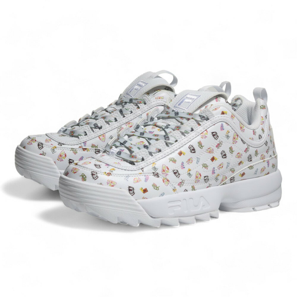 【滿千折百】FILA 休閒鞋 老爹鞋 DISRUPTOR 2 白 滿版 復古 增高 女 4C639Y199