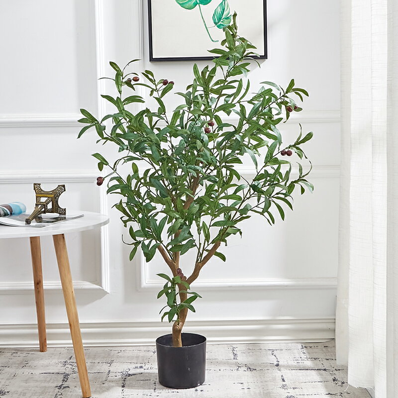 牛郎織女1.2米橄欖樹仿真綠植客廳奶茶店鋪室內落地大型植物擺件