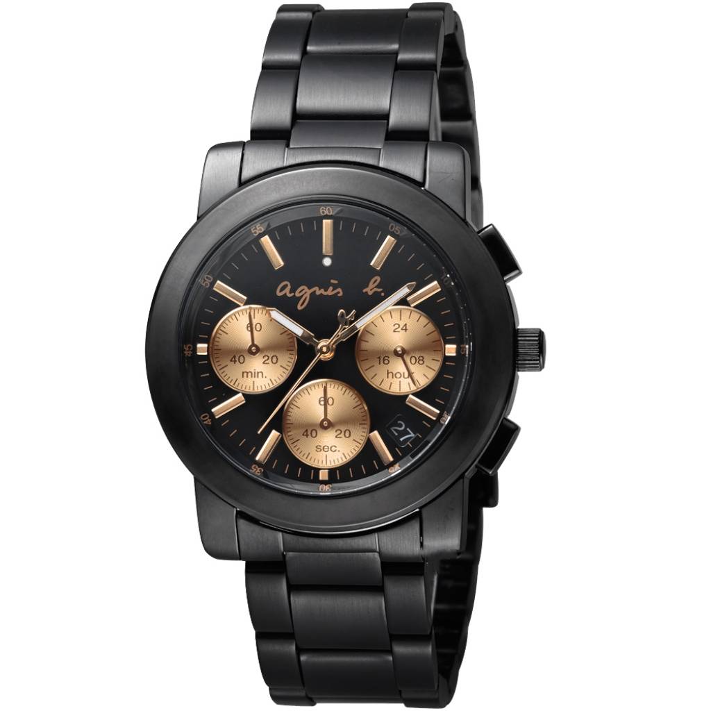 送禮首選★agnes b. 魔幻煥彩三眼計時腕錶VD53-KP30K BT3031X1-38mm  附提袋【全館滿額折價★APP下單點數4倍送】線上購買享_實體門市同步服務