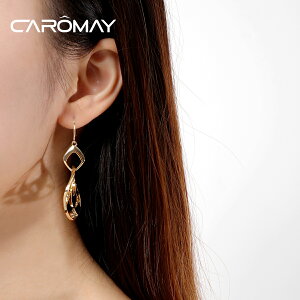 CAROMAY復古鏤空幾何耳環女氣質時尚個性耳墜百搭設計感高級耳飾