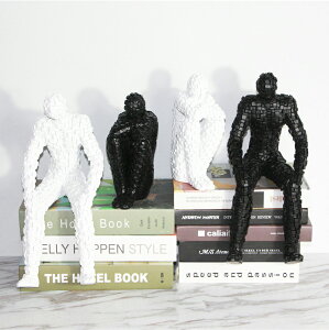 后現代抽象 黑白色馬賽克人物雕像擺件樣板房客廳書房櫥窗軟裝品